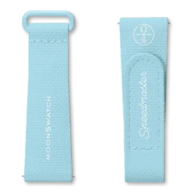 Correa de caucho MoonSwatch azul claro/blanco