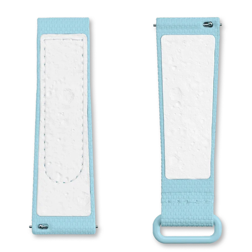 Correa de caucho MoonSwatch azul claro/blanco