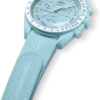 Correa de caucho MoonSwatch azul claro/blanco