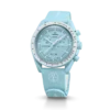Correa de caucho MoonSwatch azul claro/blanco