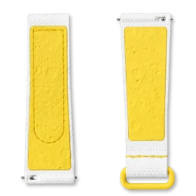 Correa de caucho MoonSwatch en blanco y amarillo