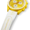 Correa de caucho MoonSwatch en blanco y amarillo