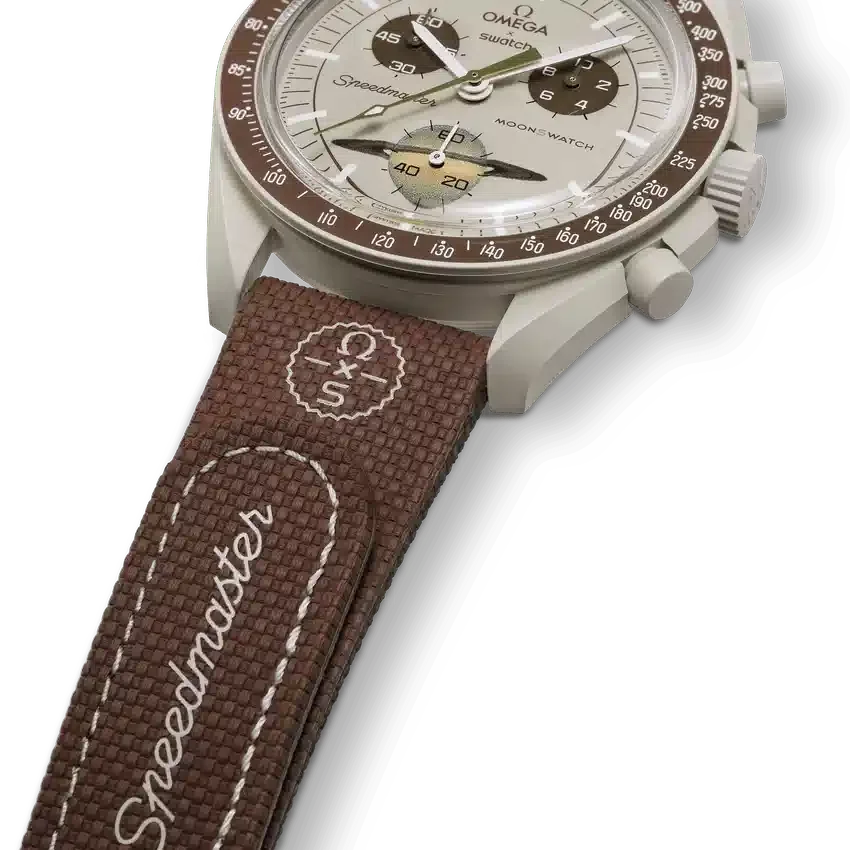 Correa de caucho MoonSwatch marrón/beige