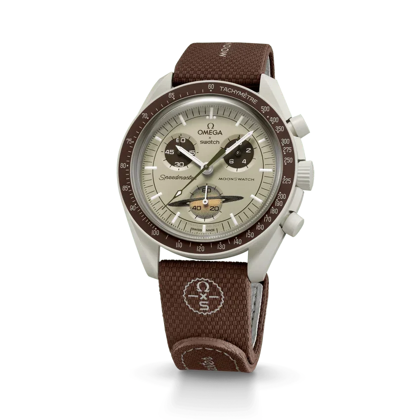 Correa de caucho MoonSwatch marrón/beige