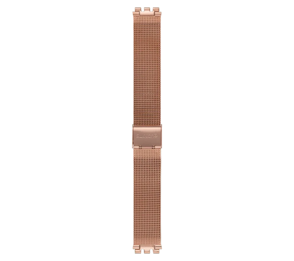 Correa de malla de acero inoxidable con acabado PVD en oro rosa de la línea Skin