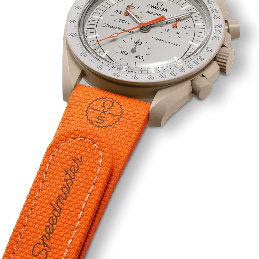 MoonSwatch de caucho naranja/arena
