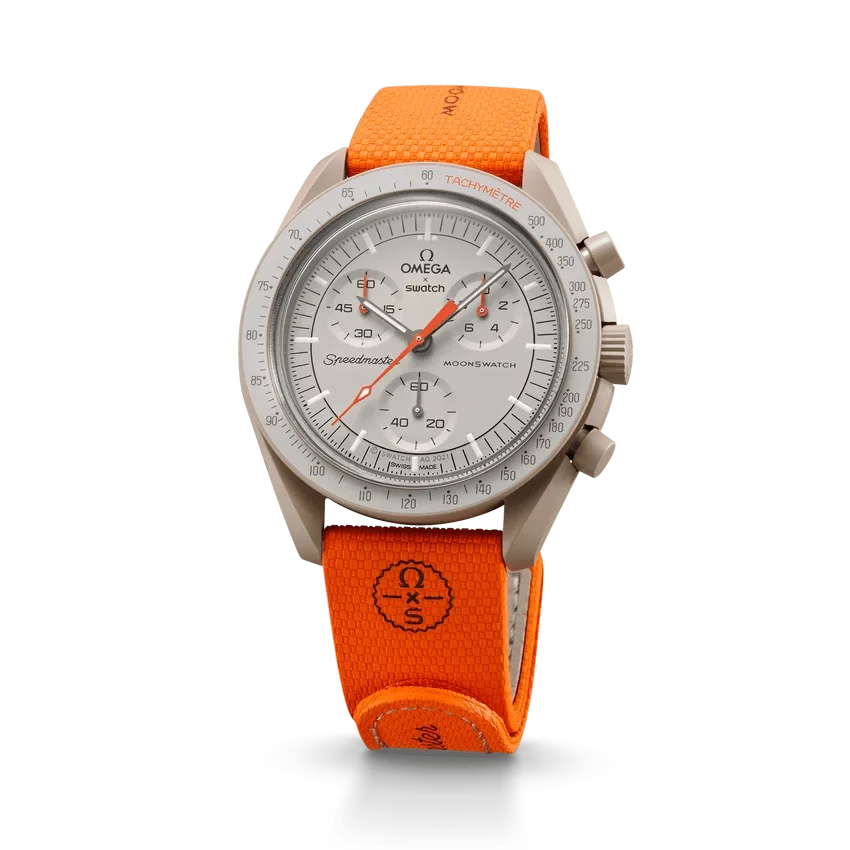 MoonSwatch de caucho naranja/arena