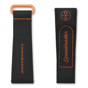 MoonSwatch de caucho negro/naranja