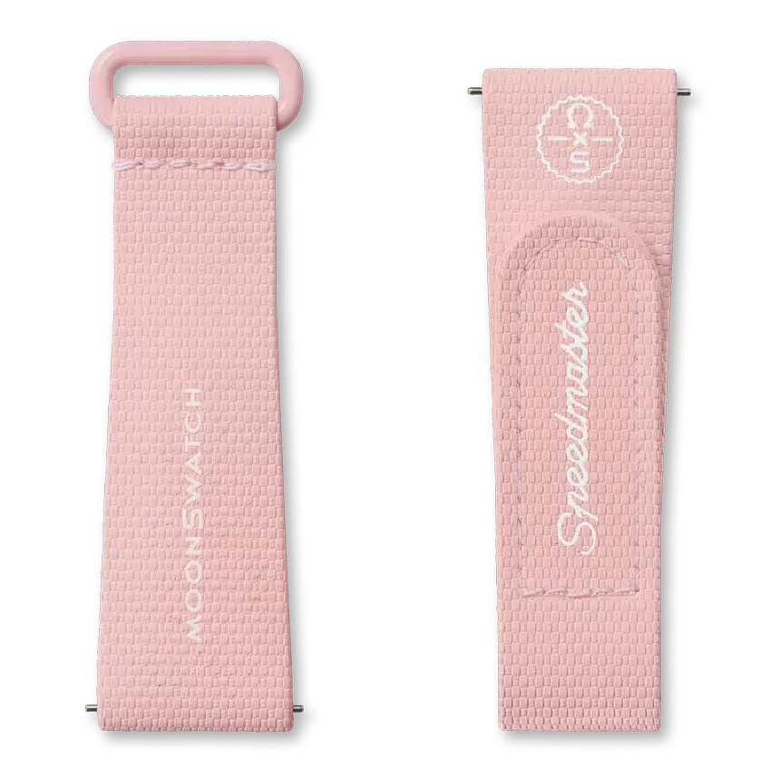 MoonSwatch de caucho rosa claro/blanco