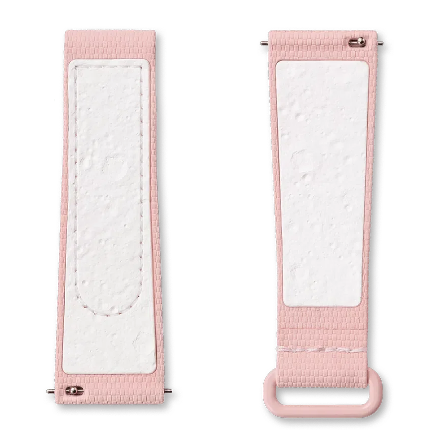 MoonSwatch de caucho rosa claro/blanco
