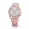 MoonSwatch de caucho rosa claro/blanco